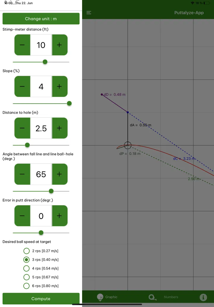 Puttalyze input screen